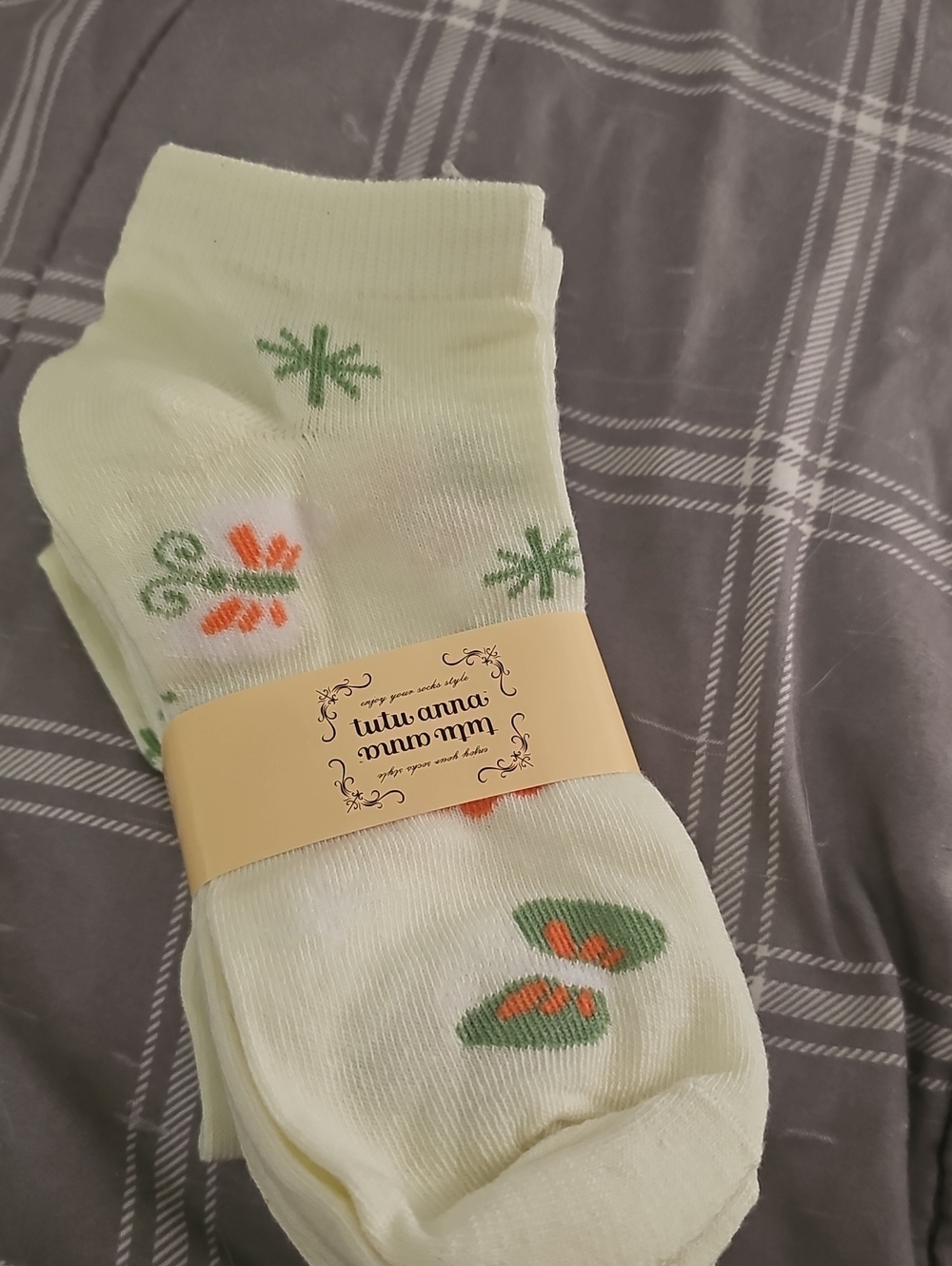 Light Yellow Floral Crew Socks